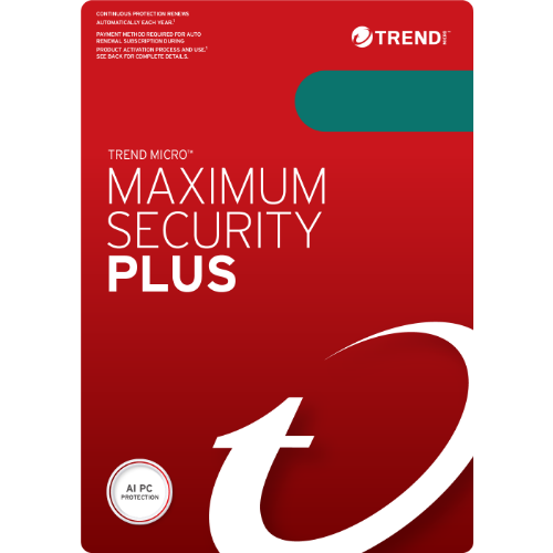 Trend Micro Maximum Security Plus (2 Devices 12 Months): retailer-supplied image